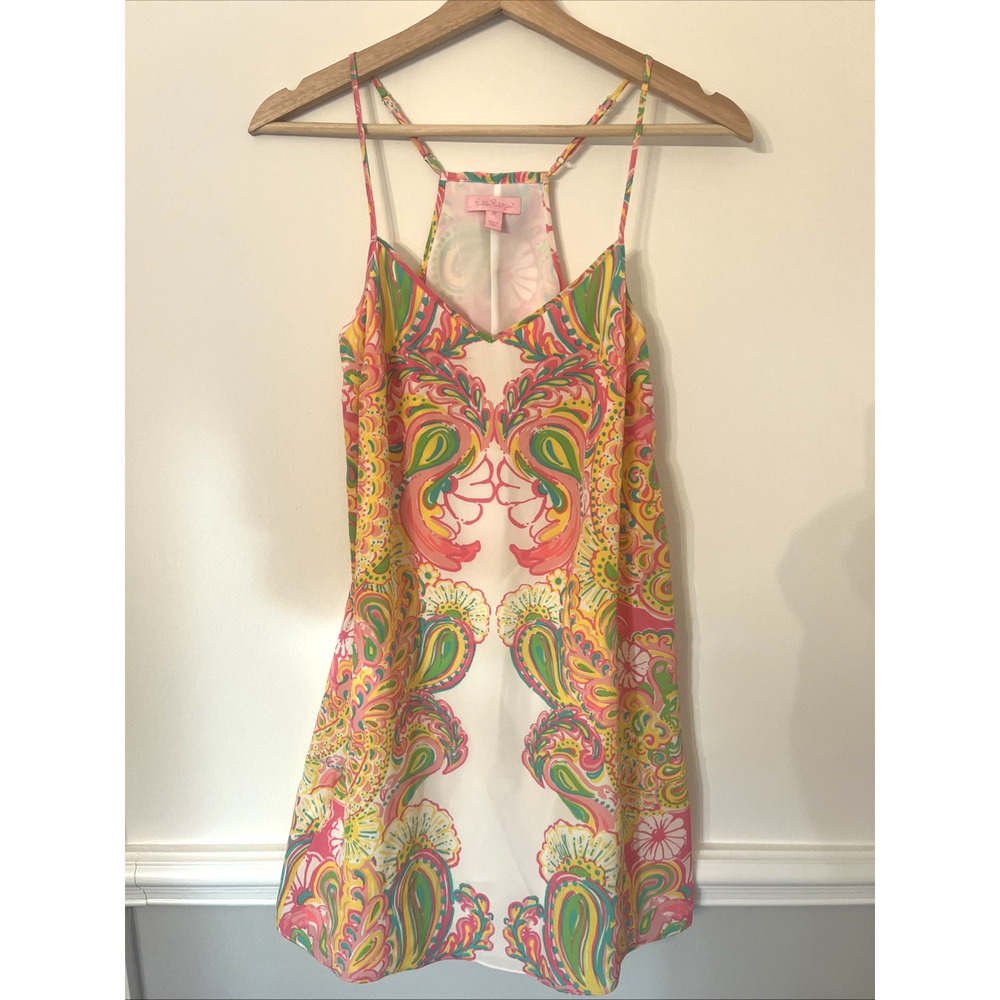 Lilly Pulitzer Dusk Hotty Pink Double Trouble Engineered Silk Slip Dress XS
